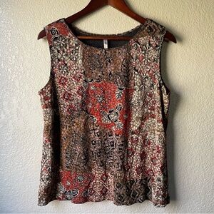 90s Y2K Boho Floral Artsy Patchwork Tank Top Womens Large Whimsigoth Fairycore